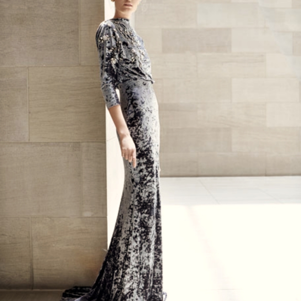 BADGLEY MISCHKA Velvet gown in gray